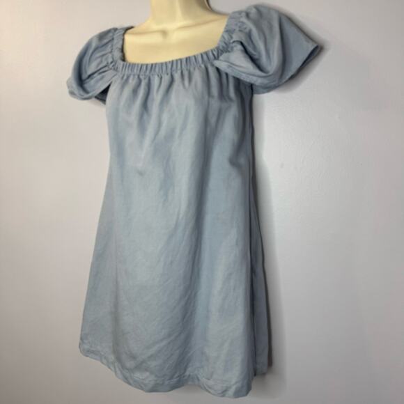 Reformation A-line Off Shoulder Chambray Linen Blend Mini Dress Romantic Sz XS - Picture 9 of 12